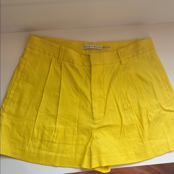 Alice + Olivia Pants - Alice + Olivia Vibrant Yellow High Waist Shorts